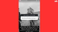Screenshot of the response from the story on Instagram